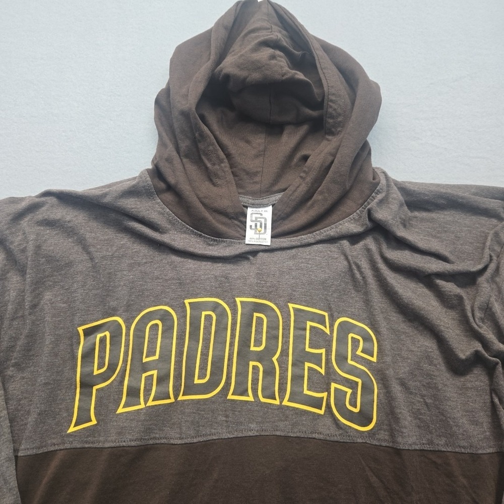 San Diego Padres Tee Shirt Men's XL  Brown MLB Cox  Cotapaxi  Lightweight Hooded